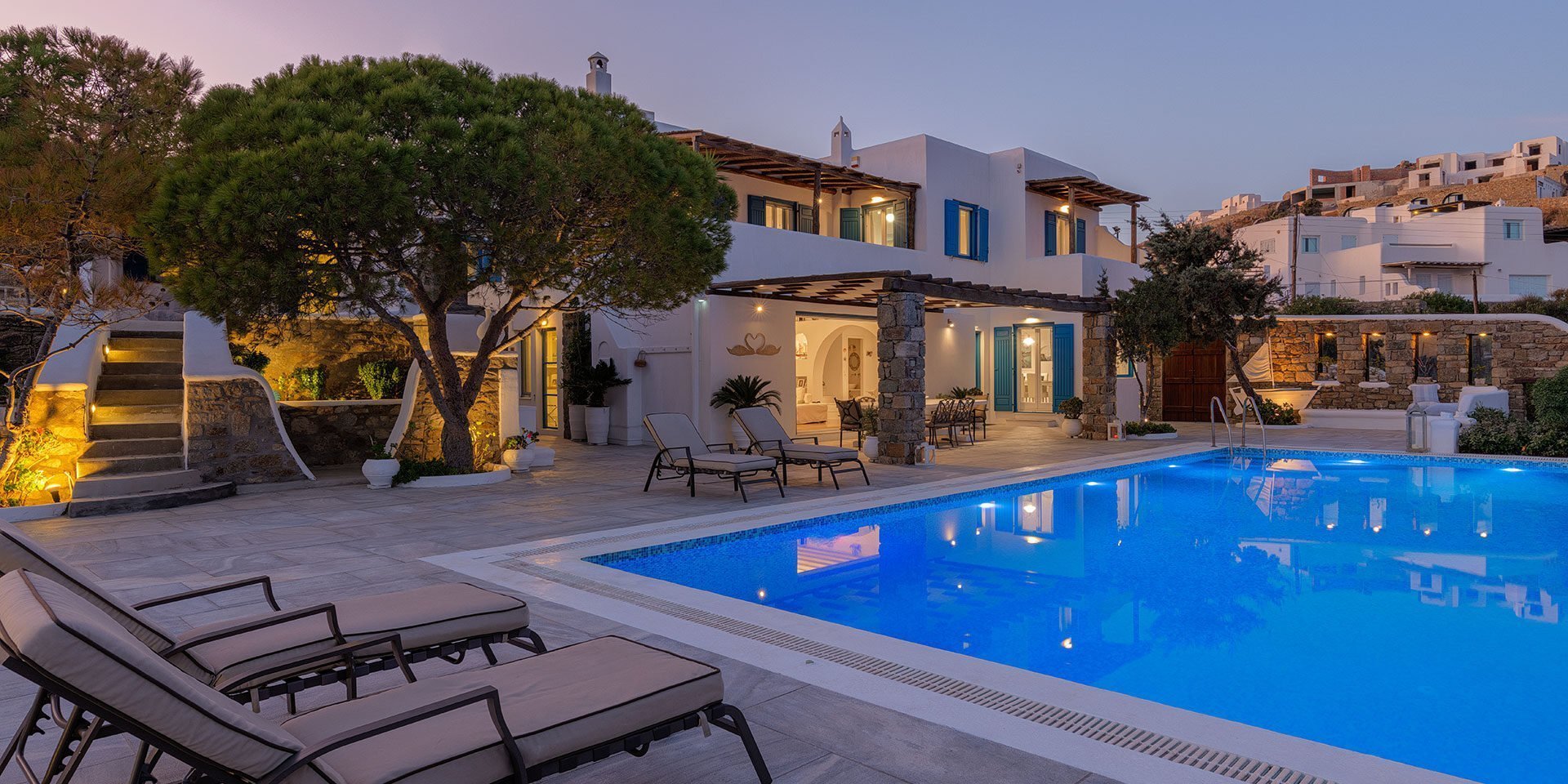 Archon luxury Villas Mykonos - infinity pool night